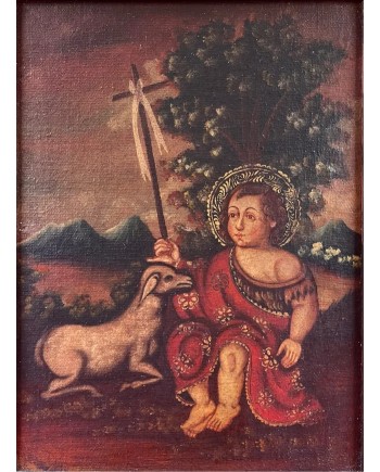 Pintura “San Juan Bautista” Escuela Cuzqueña. S.XX