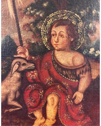 Pintura “San Juan Bautista” Escuela Cuzqueña. S.XX