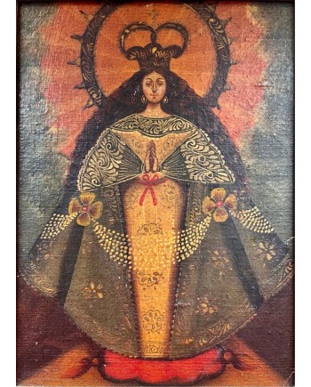 Pintura “Virgen coronada”. Escuela Cuzqueña S.XX