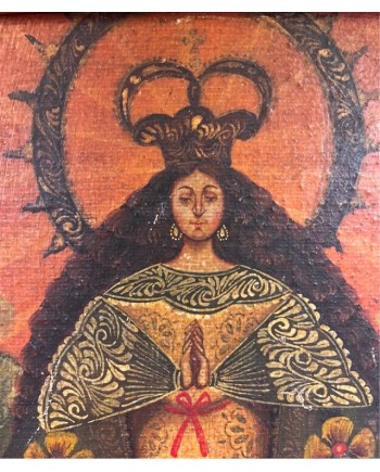 Pintura “Virgen coronada”. Escuela Cuzqueña S.XX